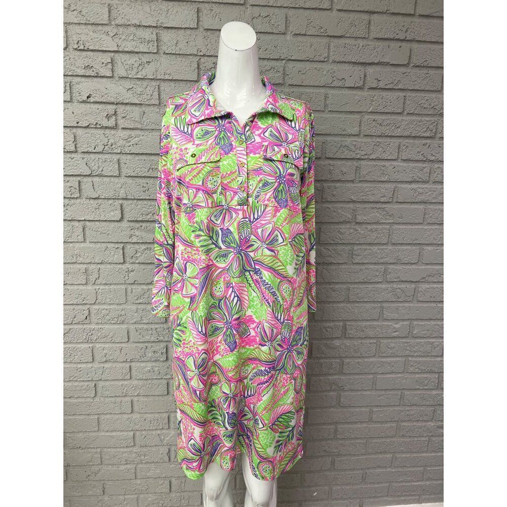 Stella Parker Collection Women Multicolored Shirt Dress Size M